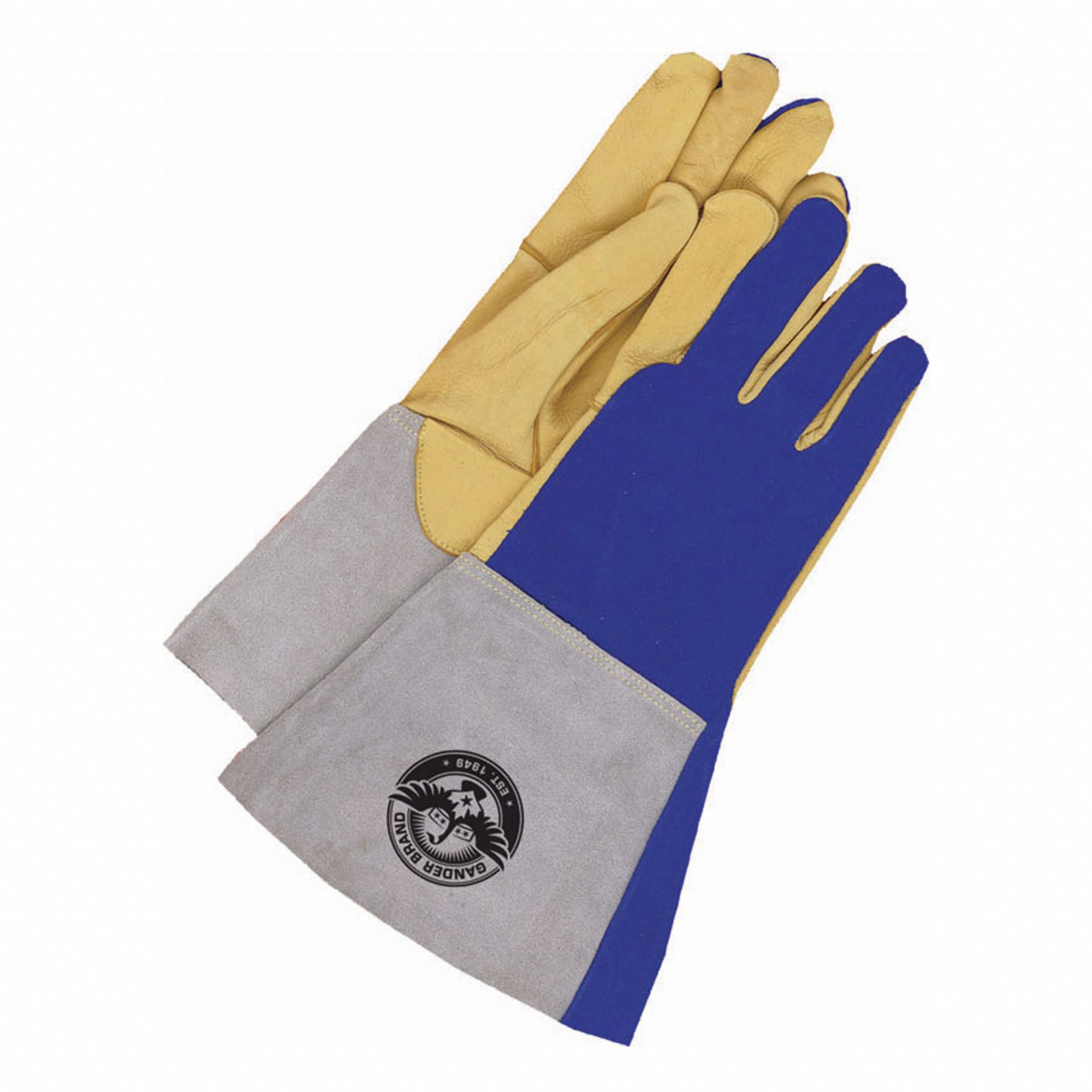 WELDING GLOVES, TIG, LARGE, 6-IN CUFF, BLUE, DEERSKIN, PAIR