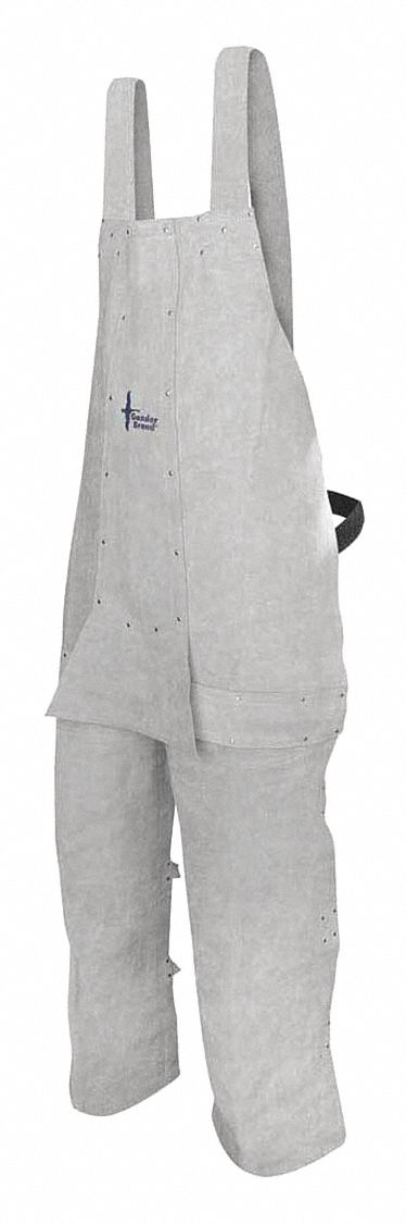 LONG APRON, ANKLE LENGTH, BIB STYLE, PREMIUM SPLIT, WELDING, GREY, COWHIDE LEATHER