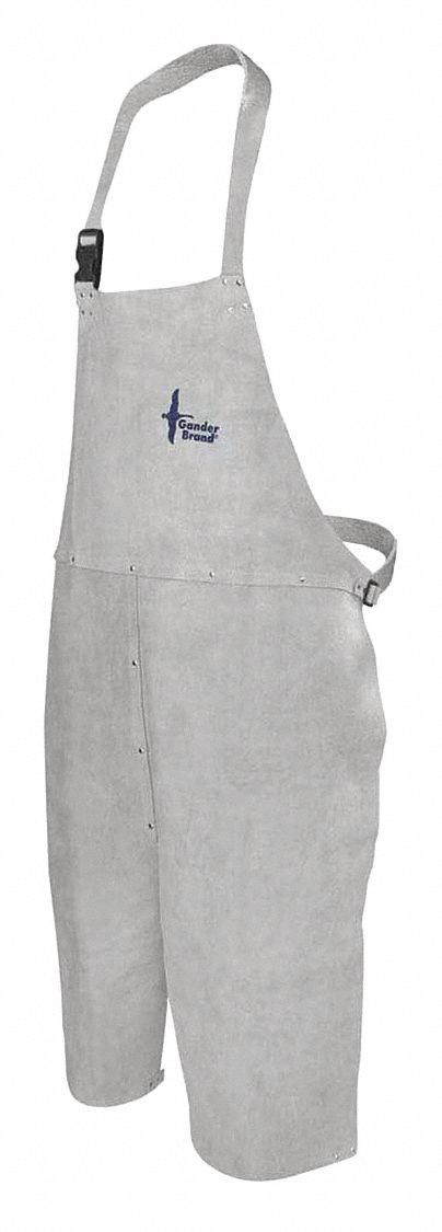 APRON, PEARL COW SPLIT, BIB STYLE, WELDING, ADJUSTABLE STRAPS, GREY, 24 X 36 IN, COWHIDE LEATHER