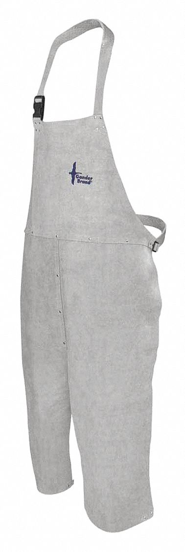 APRON, PEARL COW SPLIT, BIB STYLE, WELDING, ADJUSTABLE STRAPS, GREY, 24 X 42 IN, COWHIDE LEATHER
