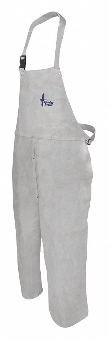 APRON, PEARL COW SPLIT, BIB STYLE, WELDING, ADJUSTABLE STRAPS, GREY, 24 X 48 IN, COWHIDE LEATHER