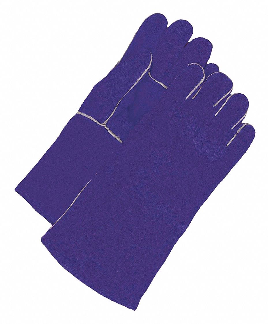 SPLIT COWHIDE WELDER GLOVES, L, BLUE, GAUNTLET CUFF