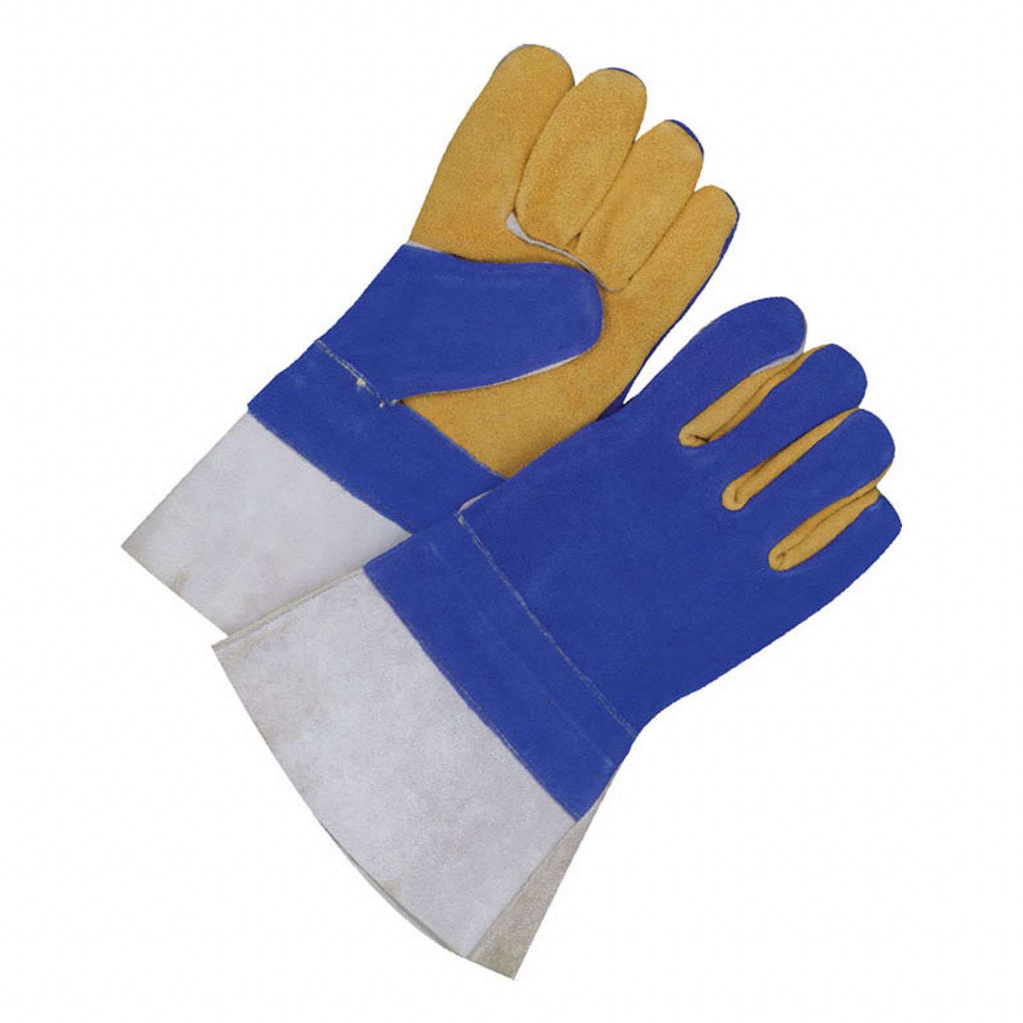 LINED WELDING GLOVES, GAUNTLET, COWHIDE, PAIR