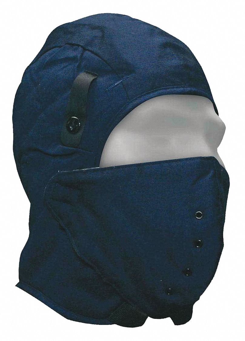 HARD HAT LINER WITH FACE MASK/CHIN STRAP, NAVY BLUE, ONE SIZE, COTTON