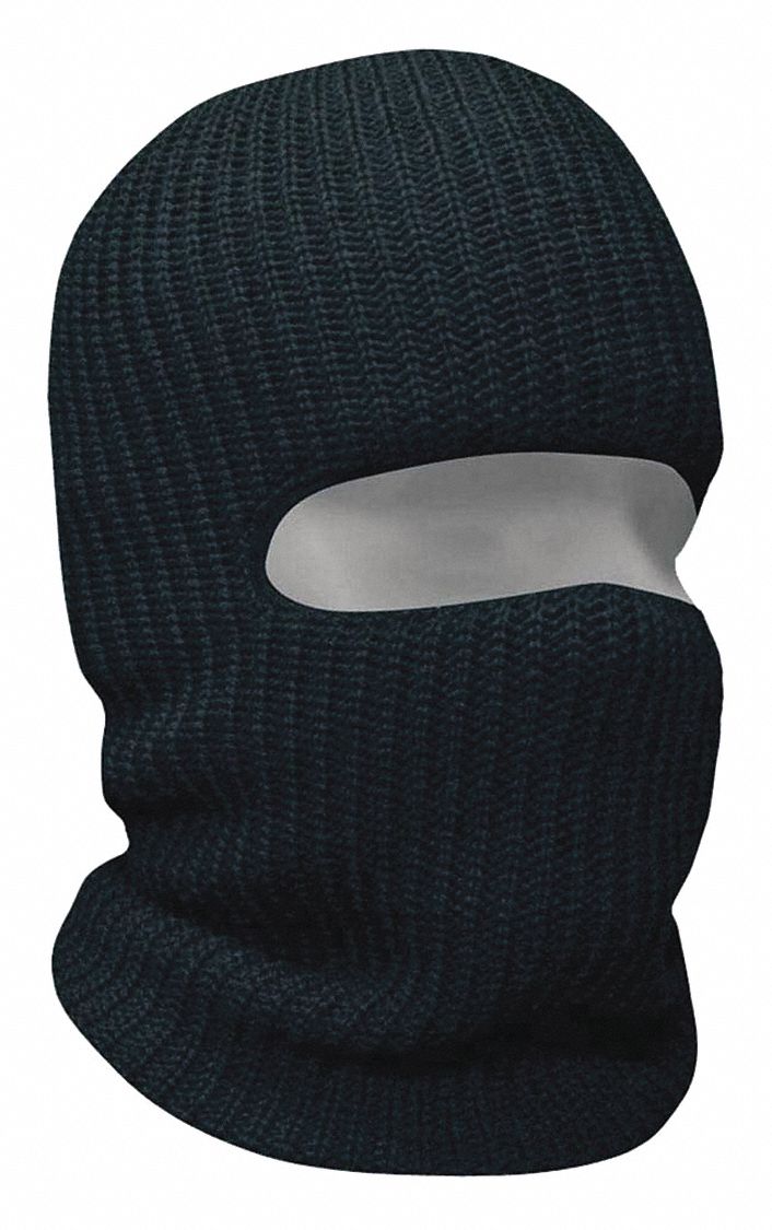 BALACLAVA, ONE HOLE, BLACK, ONE SIZE, DOUBLE-KNIT ACRYLIC