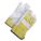 LADIES GLOVES, GUNN, WING THUMB, ELASTIC WRIST, CUFF, SZ S/7, BLUE/GREY/YELLOW, LEATHER/COTTON