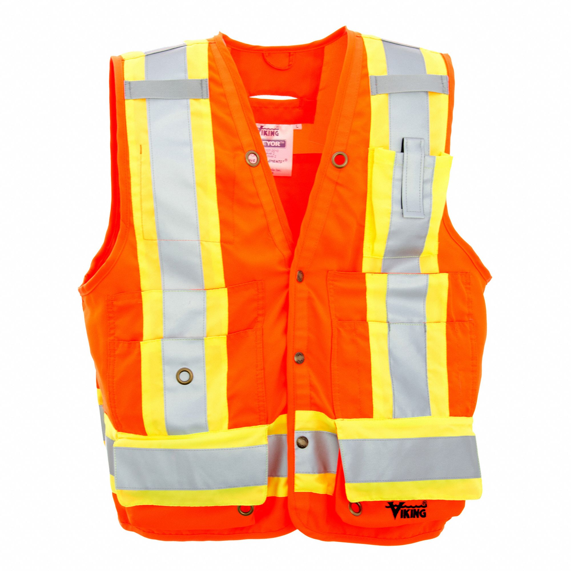 HI-VIS VEST, XL, ORNG, CSA Z96-15 CLASS 2, HEAVY-DUTY SNAPS/GROMMETS, REFLECTIVE