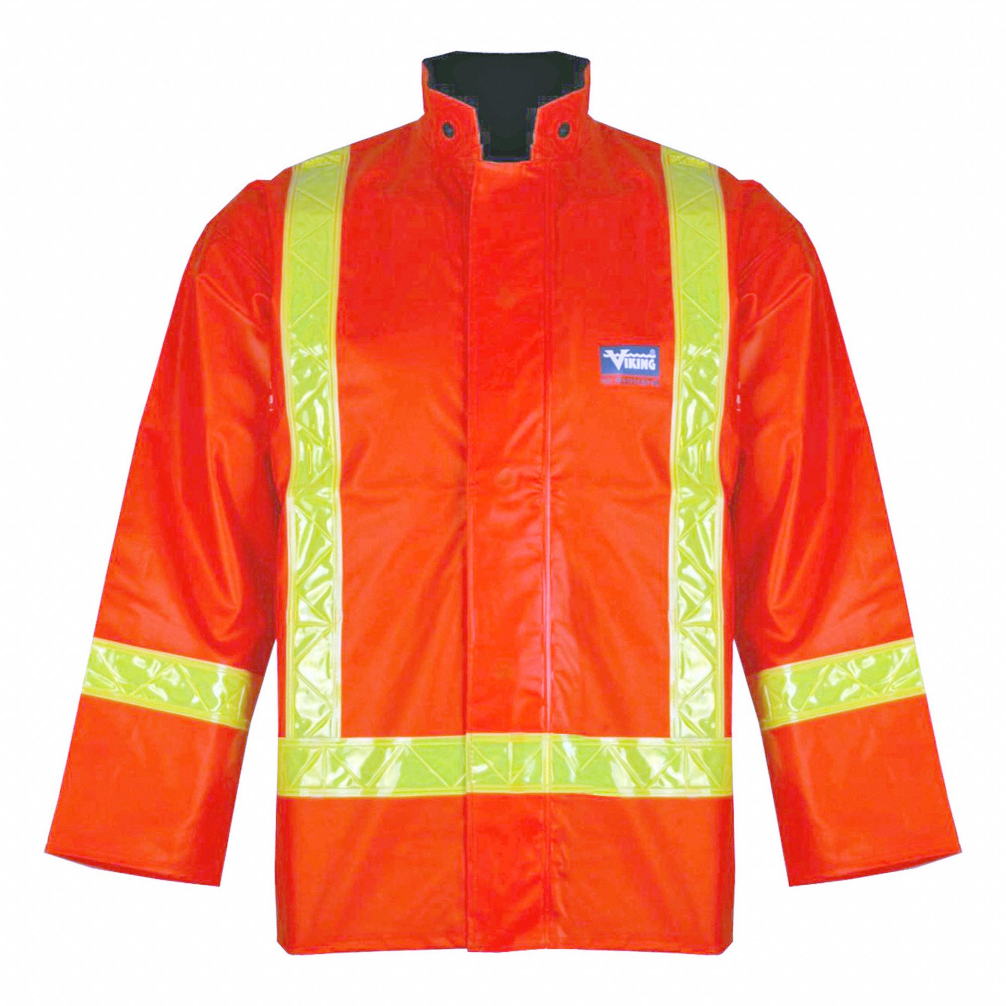 MEN'S FR RAIN JACKET, REFLECTIVE, SZ 3XL/CHEST 55 IN/33 IN L, ORANGE, PVC/POLYESTER