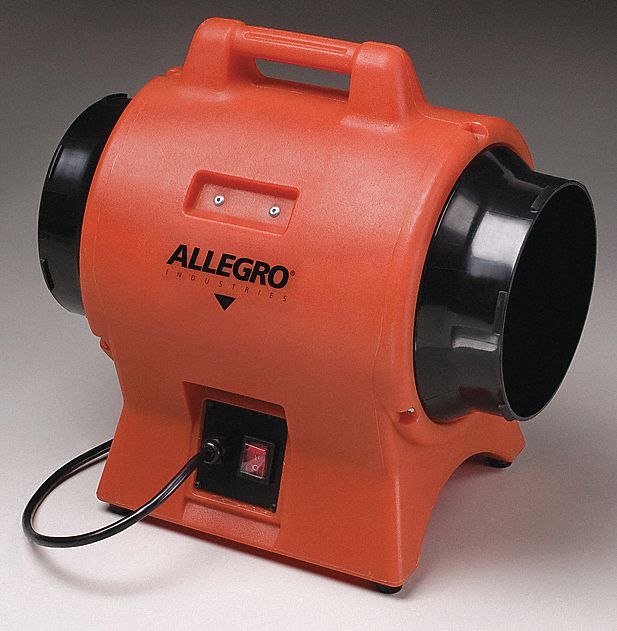 INDUSTRIAL AXIAL BLOWER, 1/3 HP, 865 CFM, 3400 RPM, 115 VAC, 8 IN DIA, PLASTIC