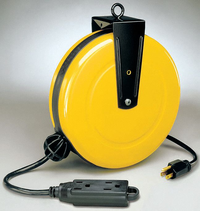 ALERT RETRACTABLE CORD REEL, 30FT, 125V, 10A, 3-OUTLET, BLACK CORD ...