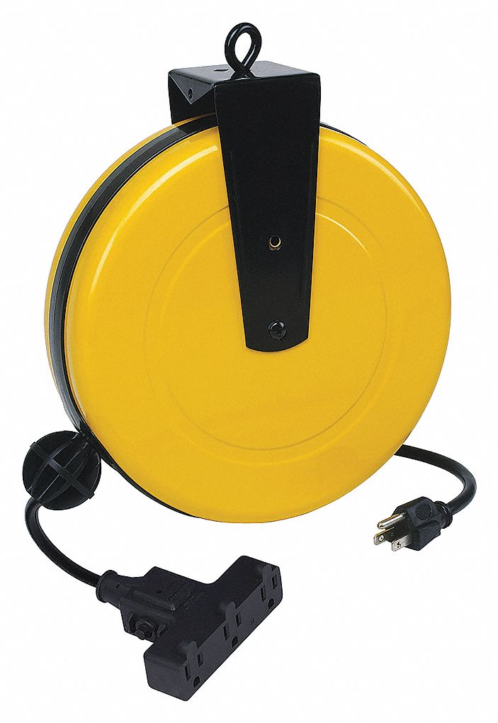 ALERT RETRACTABLE CORD REEL W/CIRCUIT BREAKER, 125V, 10A, BLK CORD