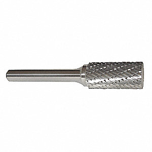 CARBIDE BURR, CYLINDER, TYPE A, FLAT END, ROTARY, SA4DC, 7/16 X 1 IN CUT LENGTH, HARDENED STEEL