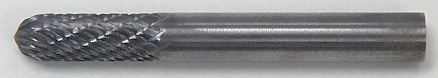 CARBIDE BURR, CYLINDER, TYPE C, RADIUS END, ROTARY, SC1NF, 6 IN, 1/4 X 3/4 IN CUT, HARDENED STEEL