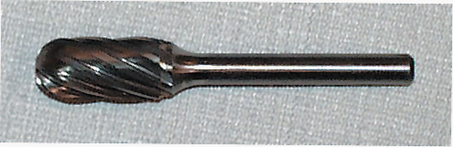 CARBIDE BURR, CYLINDER, TYPE C, RADIUS END, ROTARY, SC5NF, 6 IN, 1/2 X 1 IN CUT, HARDENED STEEL