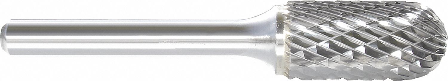 CARBIDE BURR, CYLINDER, TYPE C, RADIUS END, ROTARY, SC5DC, 1/2 X 1 IN CUT LENGTH, HARDENED STEEL