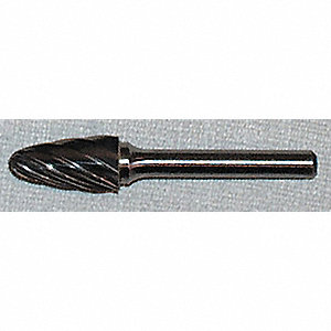 CARBIDE BURR, CYLINDER, SF5NF, RADIUS END, 1/2 X 1 IN, HARDENED STEEL, ALUMINUM