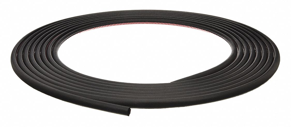 Seal: D-Shaped, Self-Adhesive Mounting, High-Strength, EPDM, 100 ft Overall Lg, Black