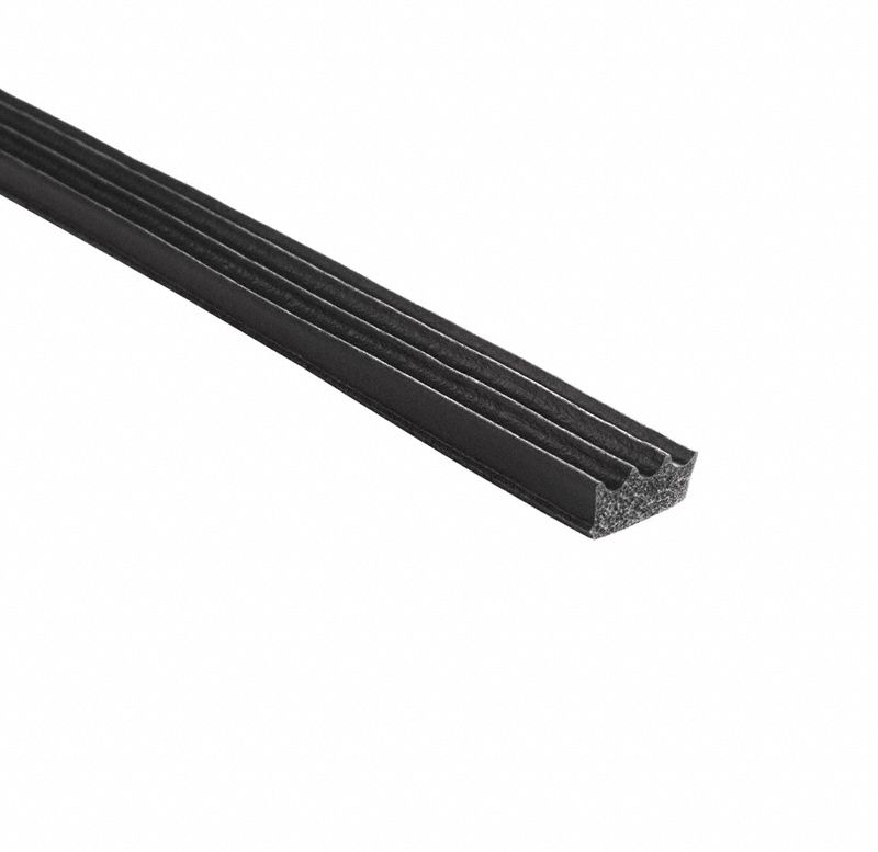 Seal: Flat, Self-Adhesive Mounting, Std, EPDM, 100 ft Overall Lg, 3/8 in Overall Wd