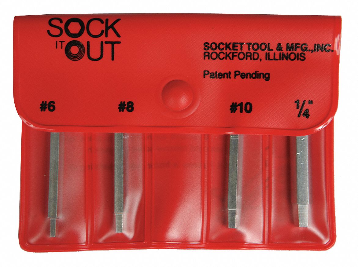 Screw Extractor Set: Socket Screw Extractor, 4 Pieces, For Socket Head Cap Screw
