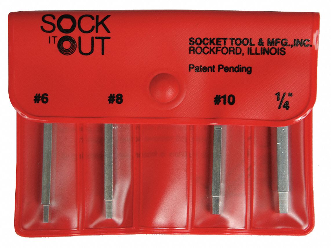 Screw Extractor Set: Socket Screw Extractor, 4 Pieces, For Button Head Socket Cap Screw