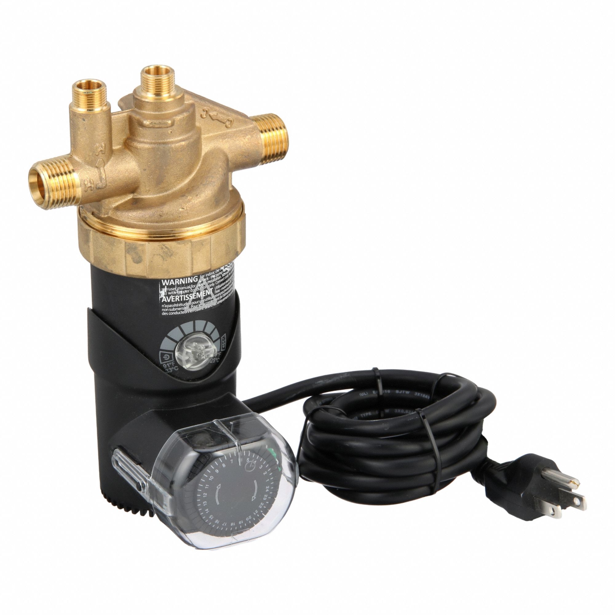Circulating Pump: 1/150 hp HP, 115V AC, Brass, 1, 5 ft Max. Head, 4 13/32 in Face to Face