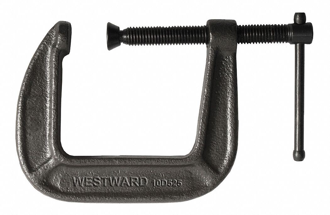 Regular Duty Cast Iron CClamp, 5 in Max. Opening, 3 in Throat Depth