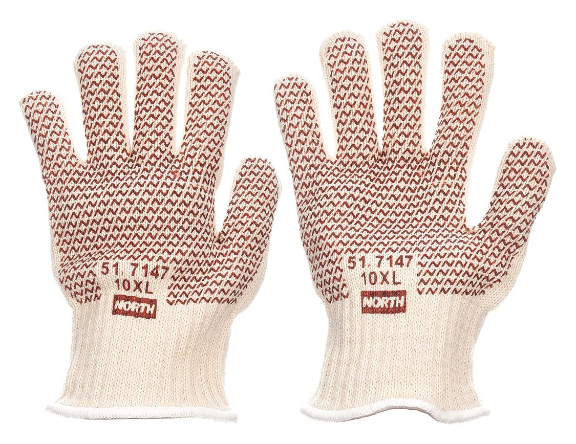 KNIT GLOVES, OFF-WHITE, NITRILE, HEAT MILL
