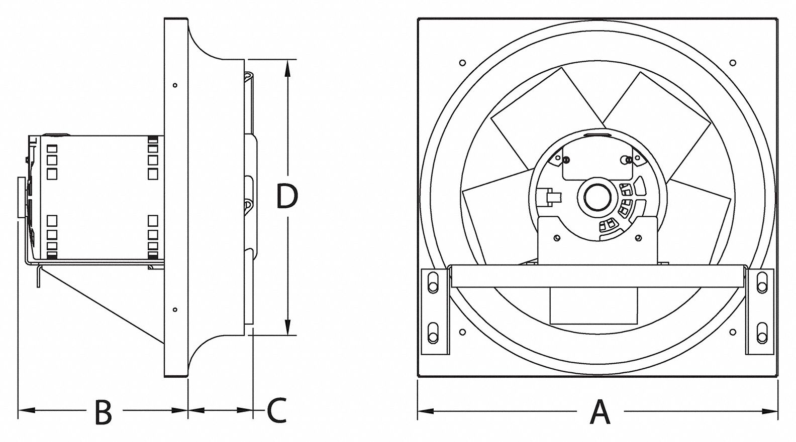 DAYTON Exhaust Fan Direct Drive, 8 in Blade, 1/30 hp, 466 cfm, 115V AC