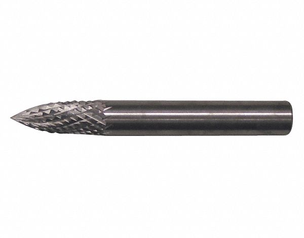 CARBIDE BURR, CYLINDER, POINTED END, T TYPE, SG6DC, 5/8 X 1 IN, HARDENED STEEL