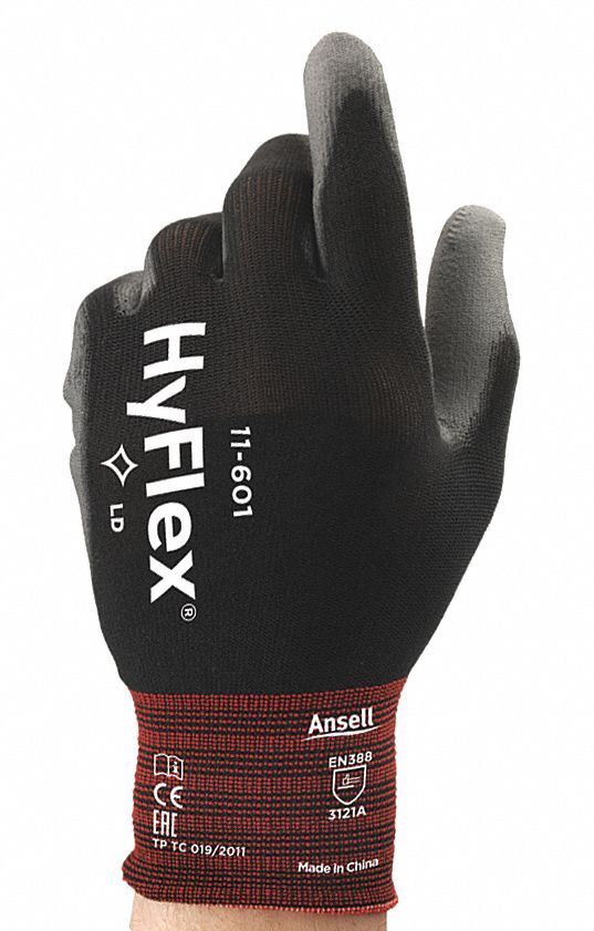 COATED GLOVES, BLACK/GREY, XL, DIPPED, KNIT-WRIST CUFF