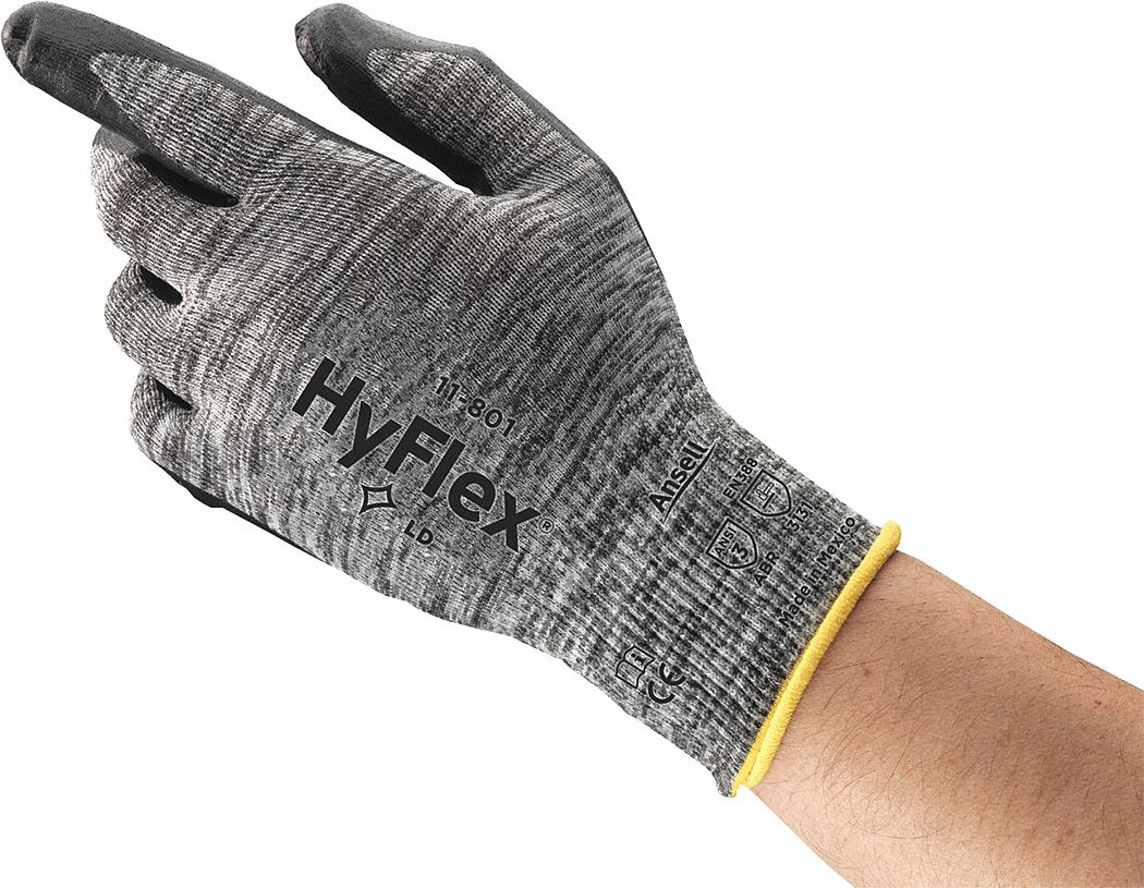 COATED GLOVES, GREY, XS, 15 GA, SANDY FINISH, KNIT CUFF