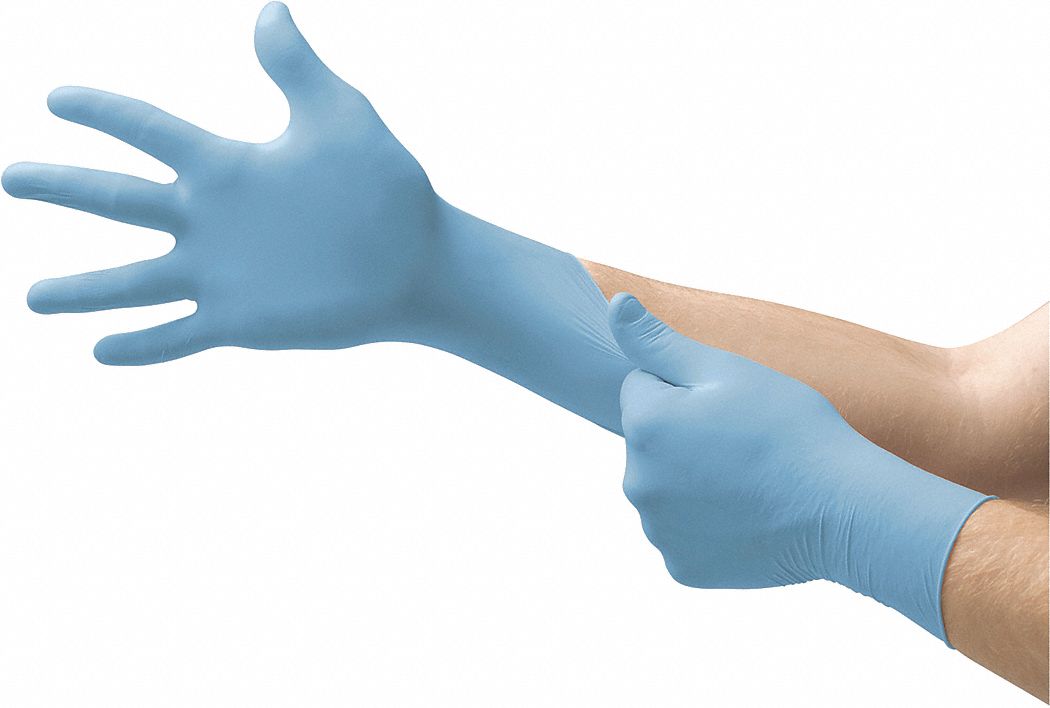 DISPOSABLE GLOVES, SZ 10/XL, 9 1/2 IN L, BLUE, MICRO-TOUCH NITRILE, BX 100