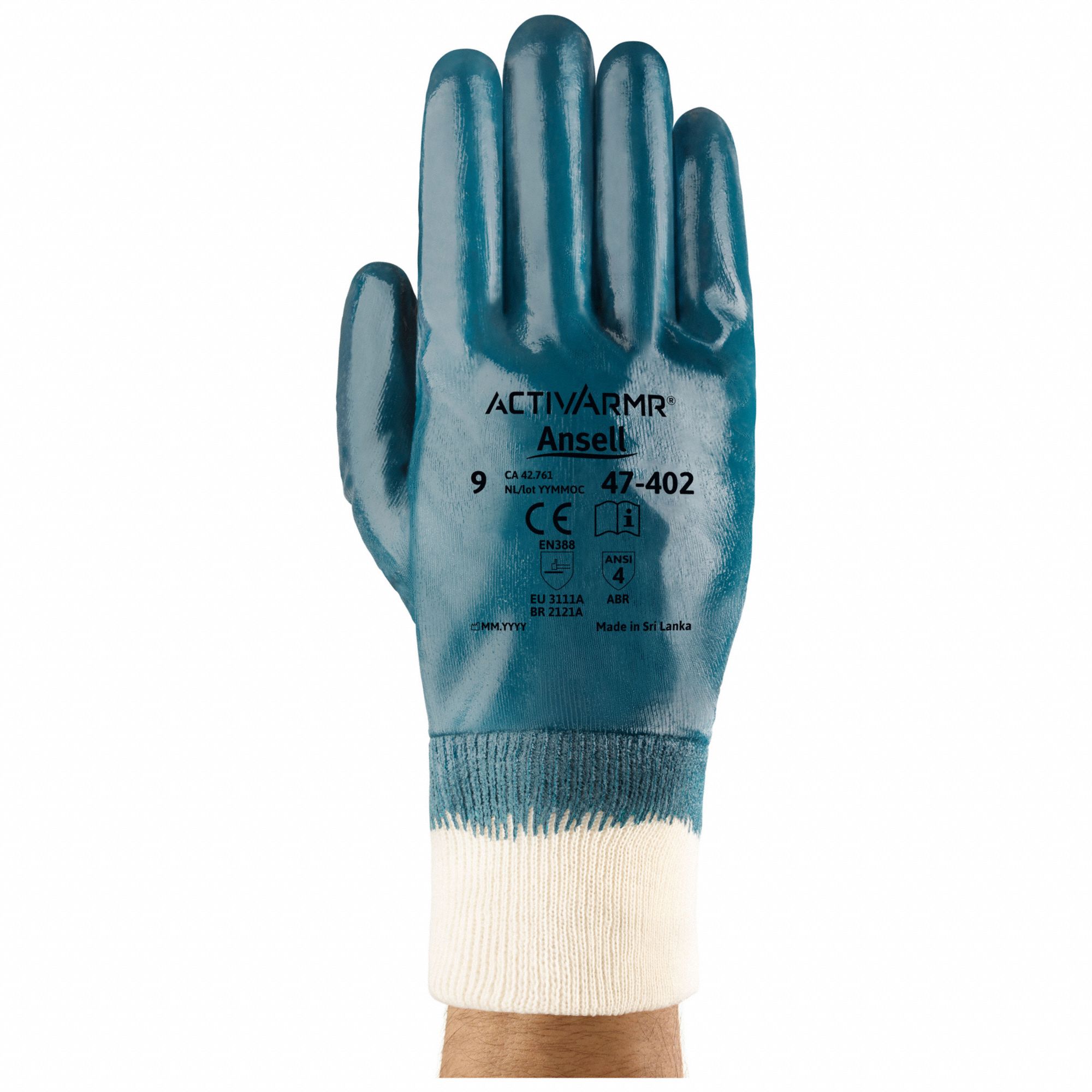 COATED GLOVES, BLUE/OFF-WHITE, 10.74 - 11.37 IN, KNIT-WRIST CUFF