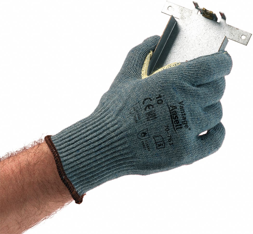 CUT-RESISTANT GLOVES, 10-GA, KNIT, GUNN, AMBIDEXTROUS, SZ 6/XS, GREEN/GREY, KEVLAR/FIBRE