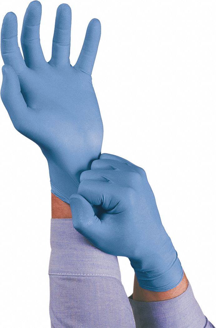 GANTS JETABLES TOUCHNTUFF, 12PO L/ÉPAISSEUR 4.3 MIL, TAILLE 7/S, BLEU, NITRILE, BT 100