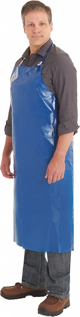 CHEMICAL RESISTANT APRON,BLUE,45 IN L