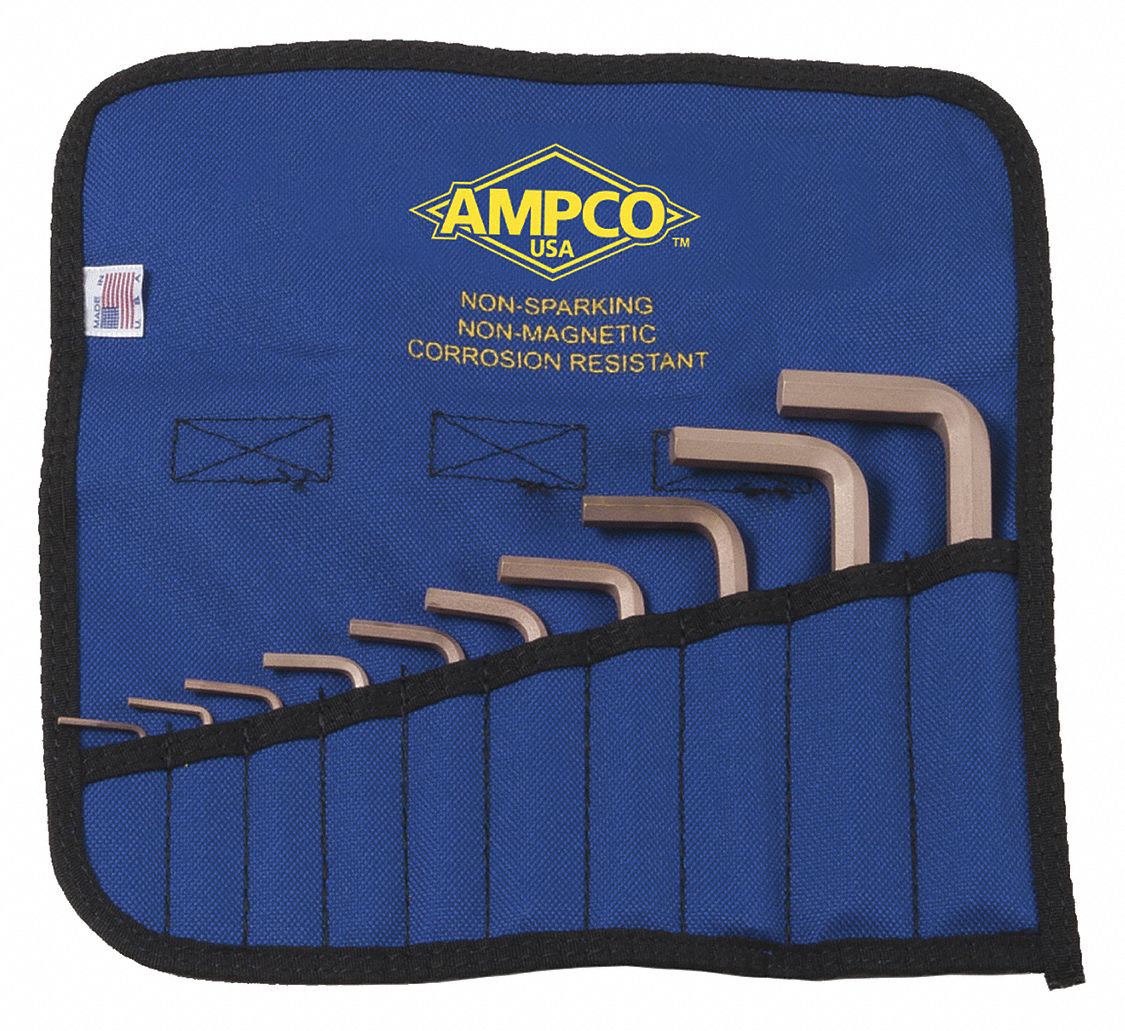 AMPCO HEX KEY SET, BERYLLIUM COPPER, L-SHAPED BERYLLIUM COPPER
