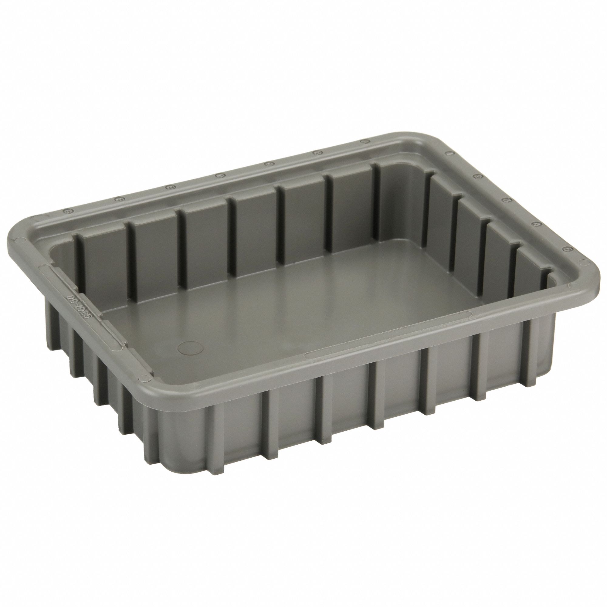 Divider Box: 0.1 cu ft, 10 3/4 in x 8 1/4 in x 2 1/2 in, Gray, Dividers Not Included