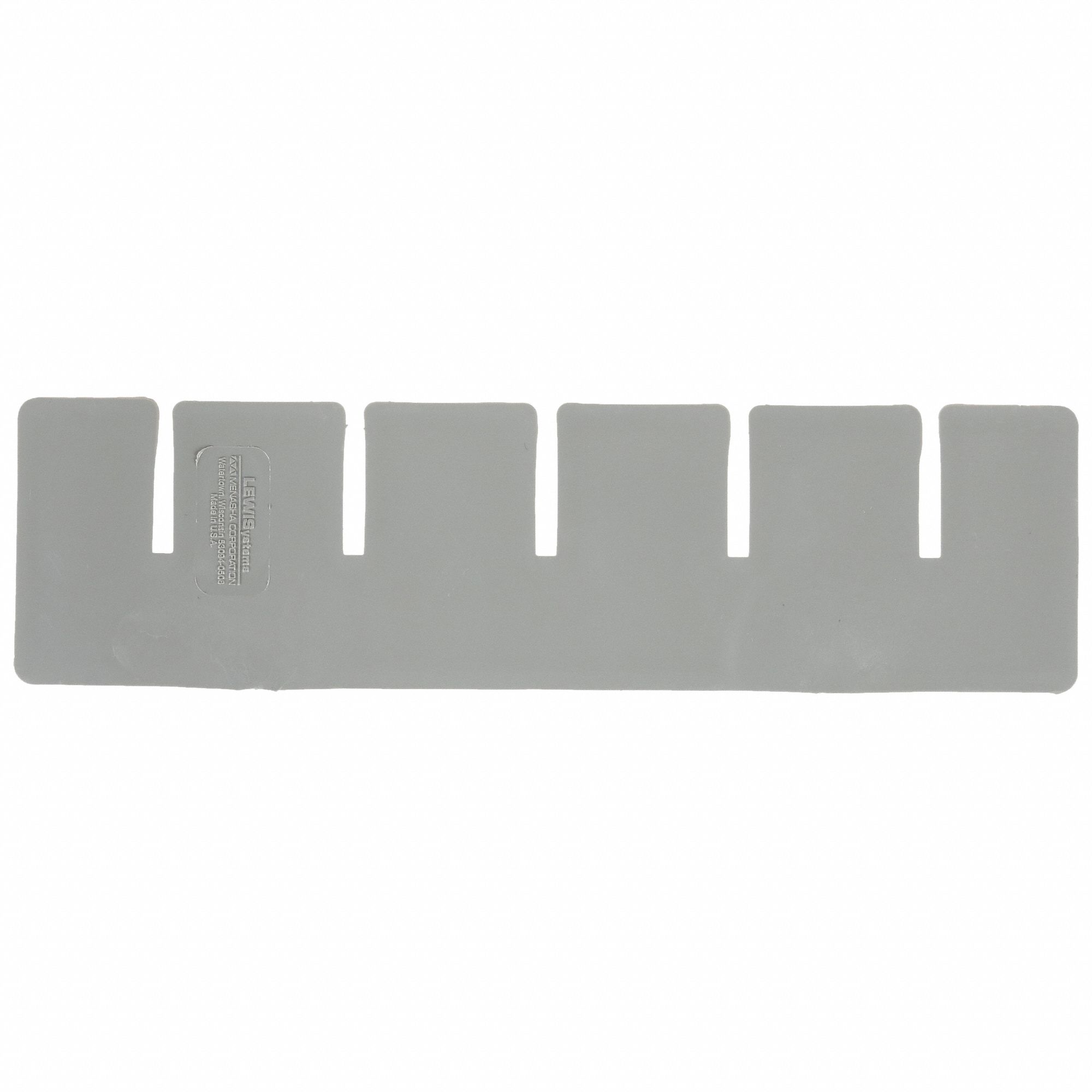 Divider: 6 5/8 in x 1 7/8 in, Gray, For 6 3/8 in Bin Wd, Plastic, Short Side