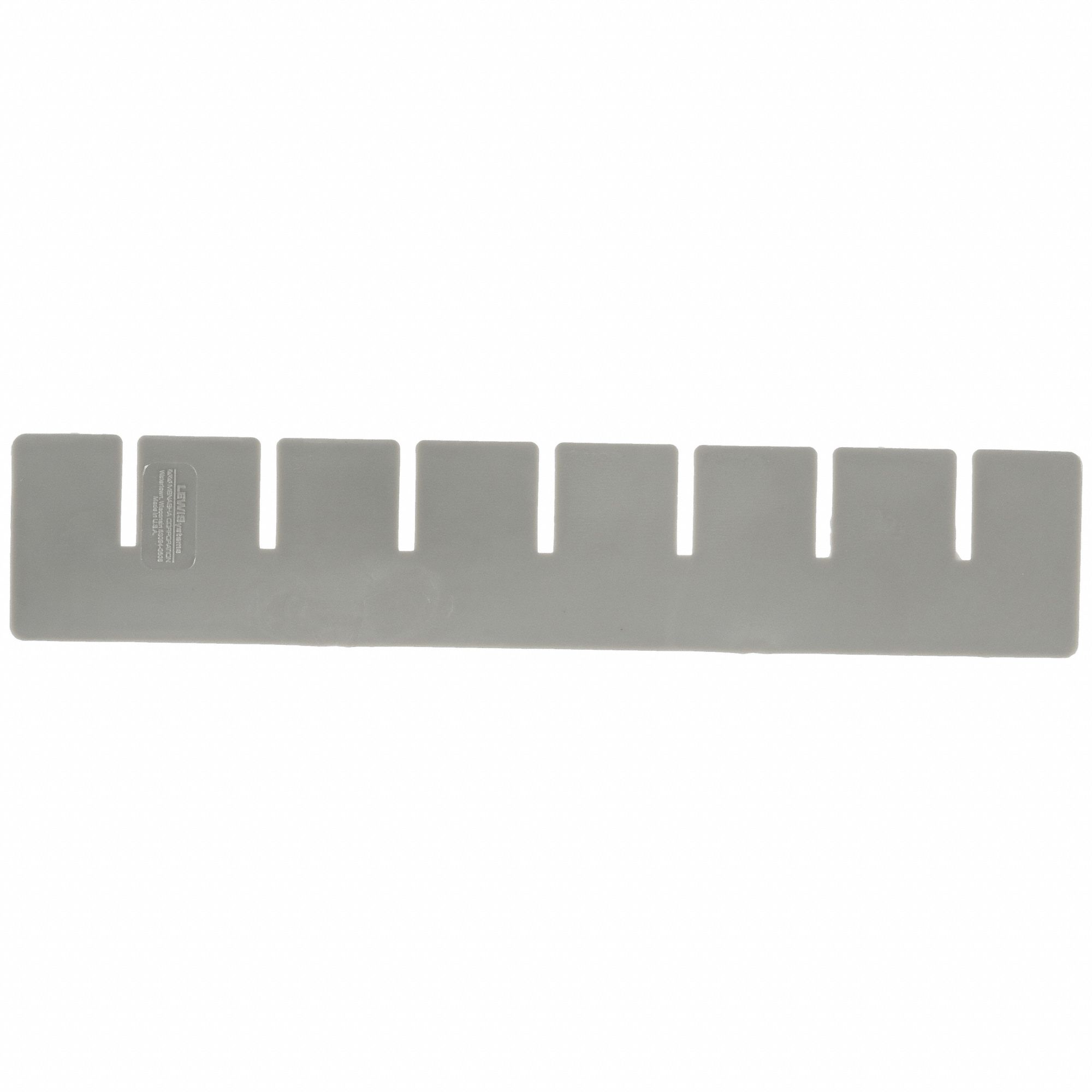 Divider: 9 1/4 in x 1 7/8 in, Gray, For 6 3/8 in Bin Wd, Plastic, Long Side