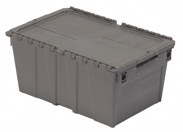 10E129 - Attached Lid Container 1.0 cu ft Gray