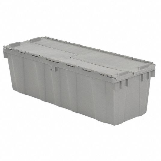 Heavy-Duty Plastic Tote w. Attached Lid - Storage Container