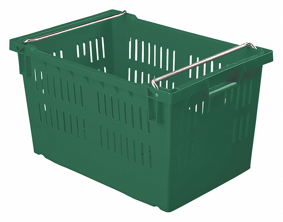STACK AND NEST CONTAINER, 15.7 GAL, 23⅝ IN X 15¾ IN X 13¼ IN, GREEN, STACKABLE