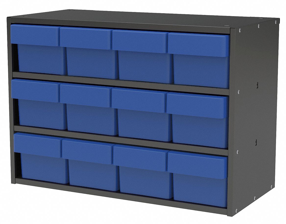 Drawer Bin Cabinet,11-5/8 In. D,Blue