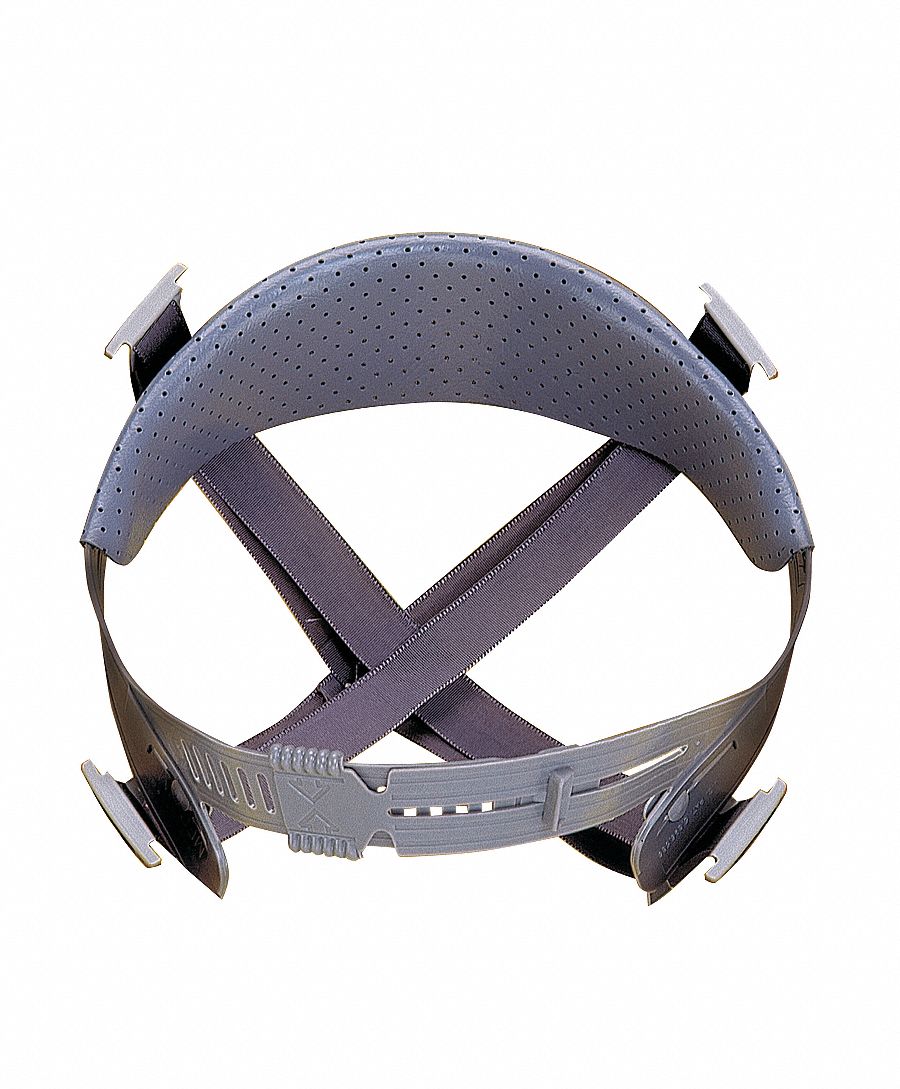 SUSPENSION DE CASQUE SÉCURITÉ, VERROU GOUPILLE STAZ-ON 4 POINTS, 7 À 8½ PO, PLASTIQUE/NYLON, GRIS