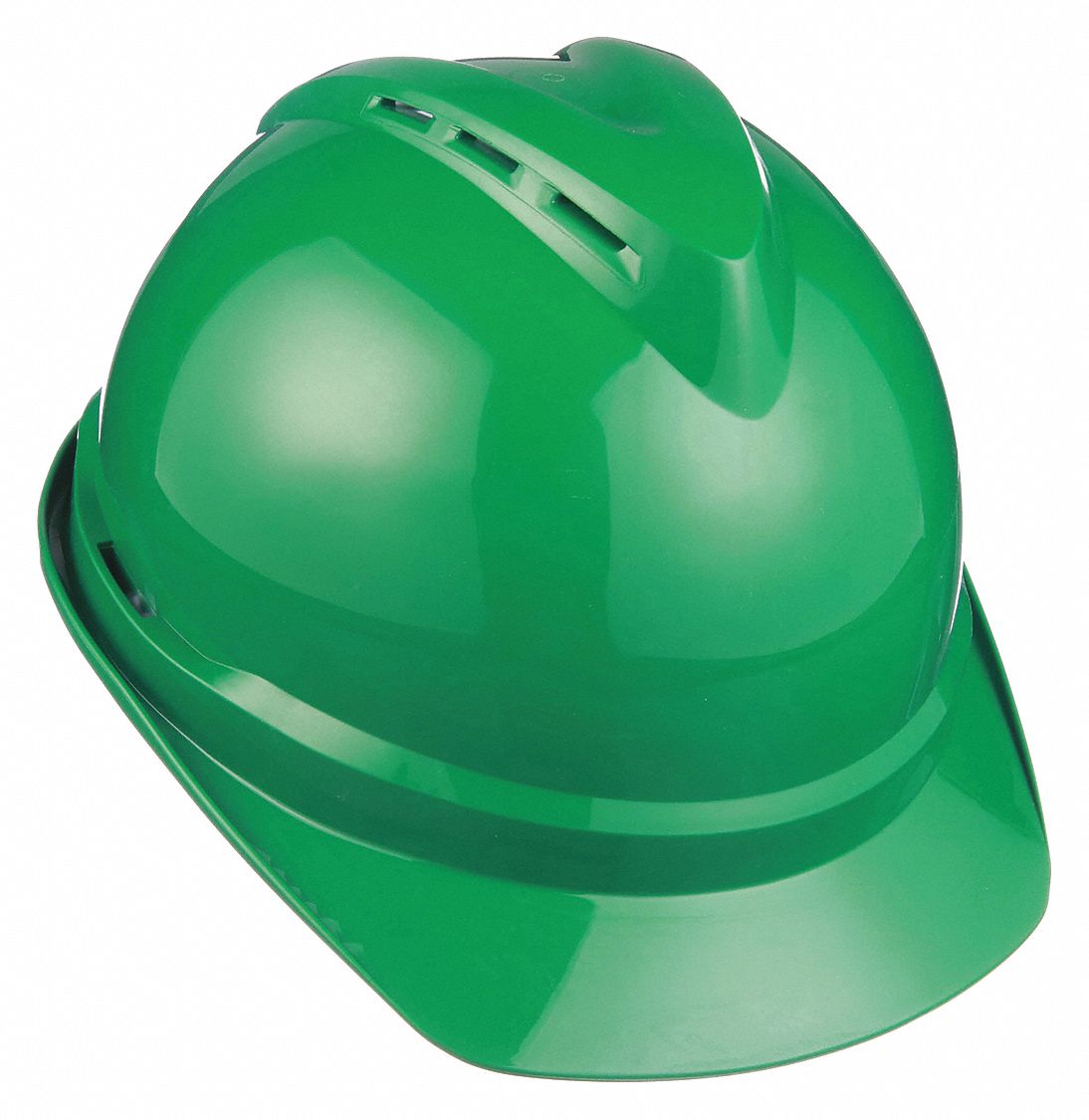 SLOTTED CAP, CSA Z94.1-2015, TYPE 1, CLASS E, PE, 4-PT FAS-TRAC III RATCHET, FRONT BRIM, GRN