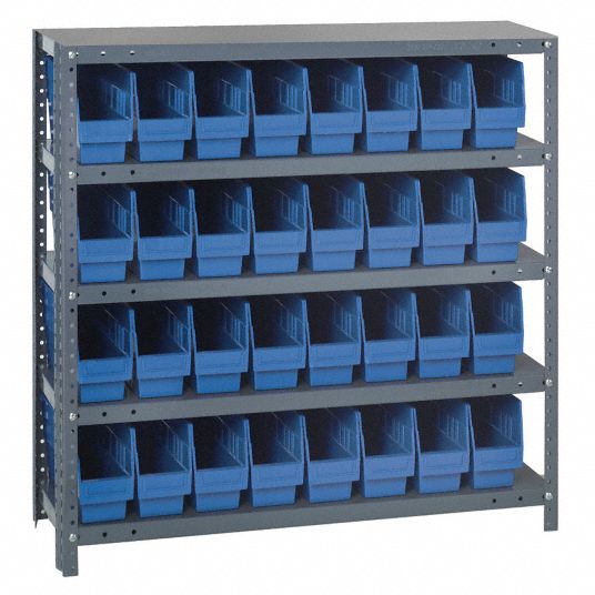 Quantum Storage Systems 1239-201bl Bin Shelving Solid 36x12 32 Bins Blue