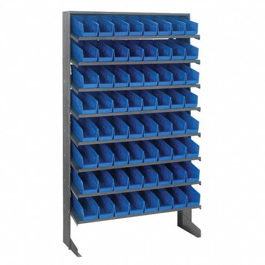 Quantum Storage Single Side Metal Shelving Unit with 48 Assorted Bins —  12Inch x 36Inch x 75Inch Rack Size, Blue, Model QSBU-230240BL - Yahoo  Shopping