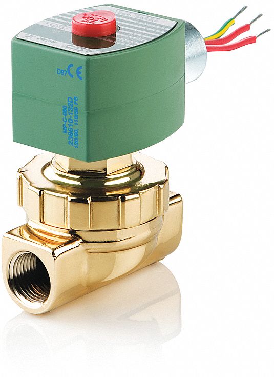 SOLENOID VALVE, NC, 2-WAY, 1 1/2 IN, 120 VAC, 10.1 W, 1 1/4 IN ORIFICE DIA, BRASS