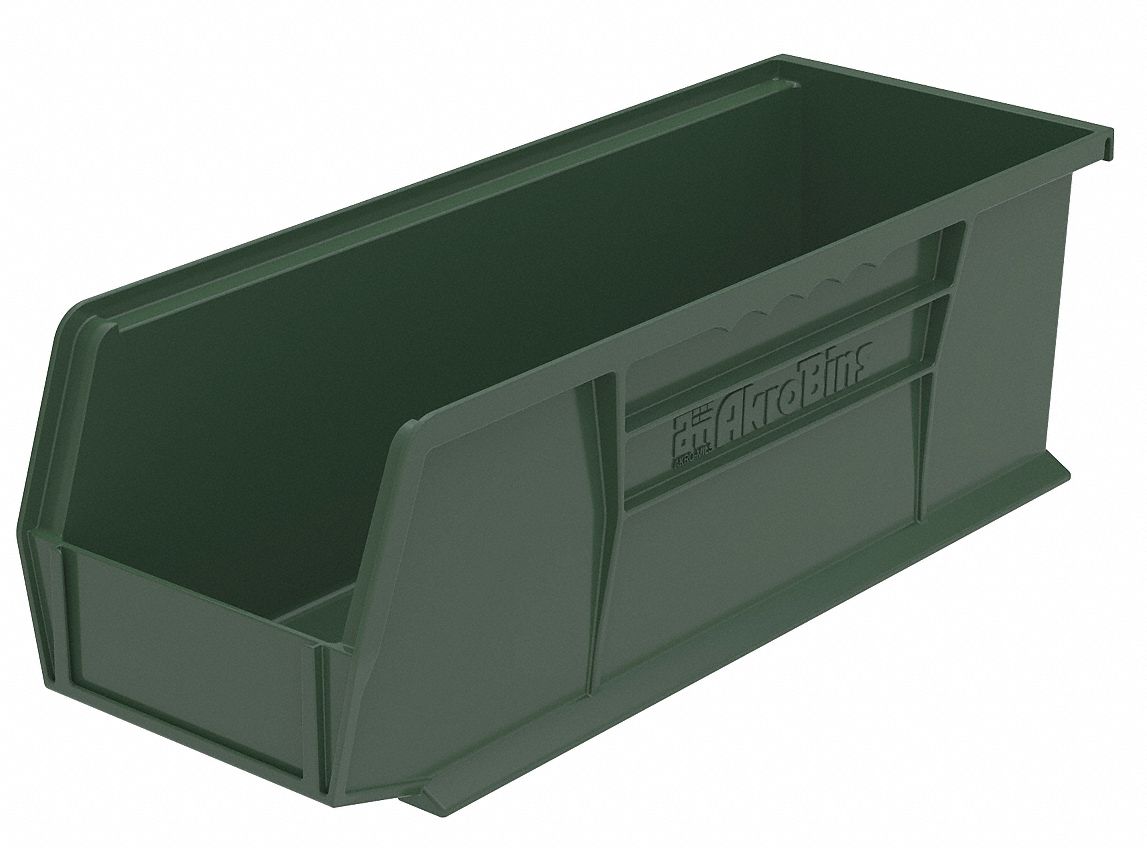 Recycled Hang and Stack Bin, Hunter Green, 14 3/4 in Outside Length, 5